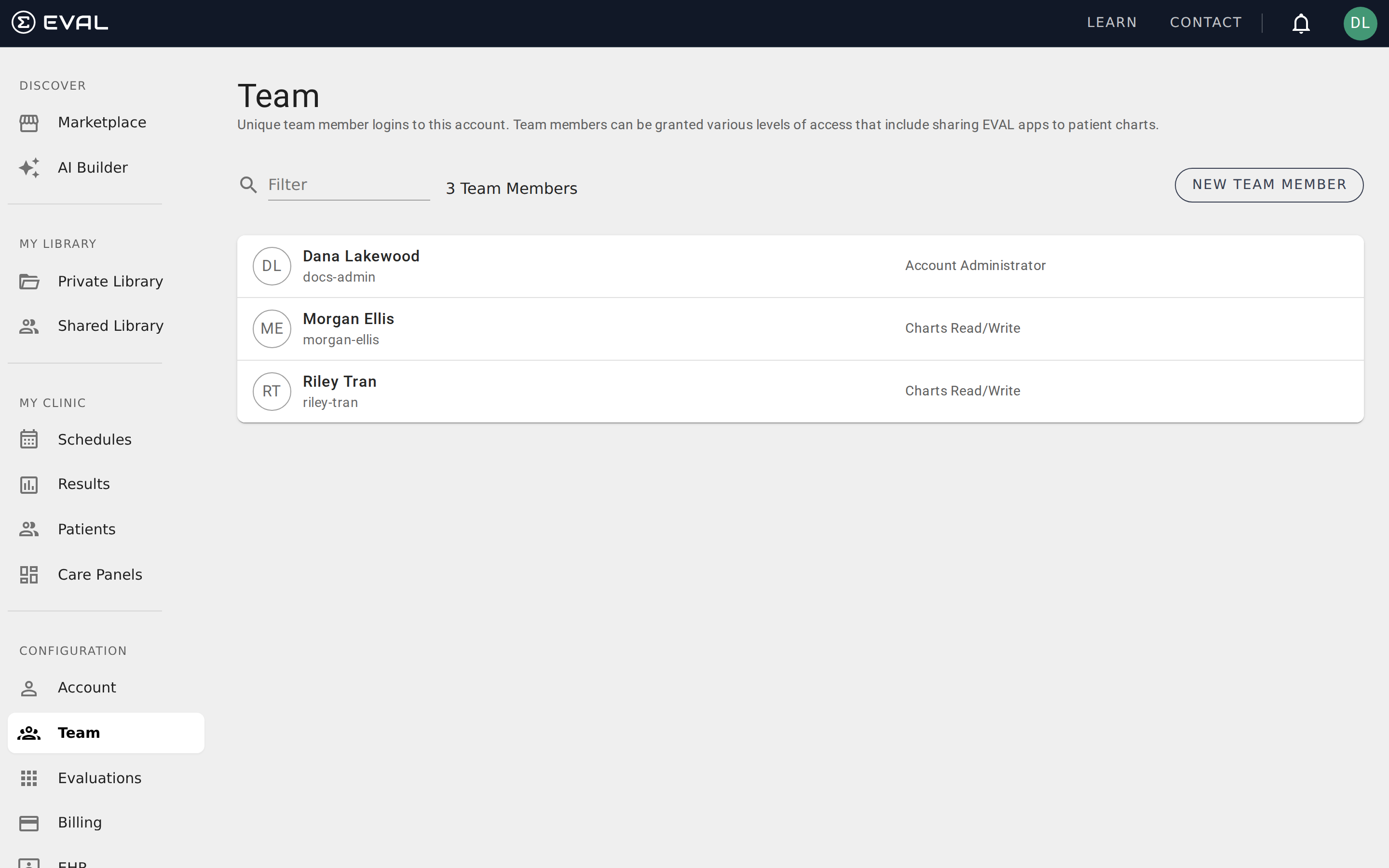 Roles and permissions settings