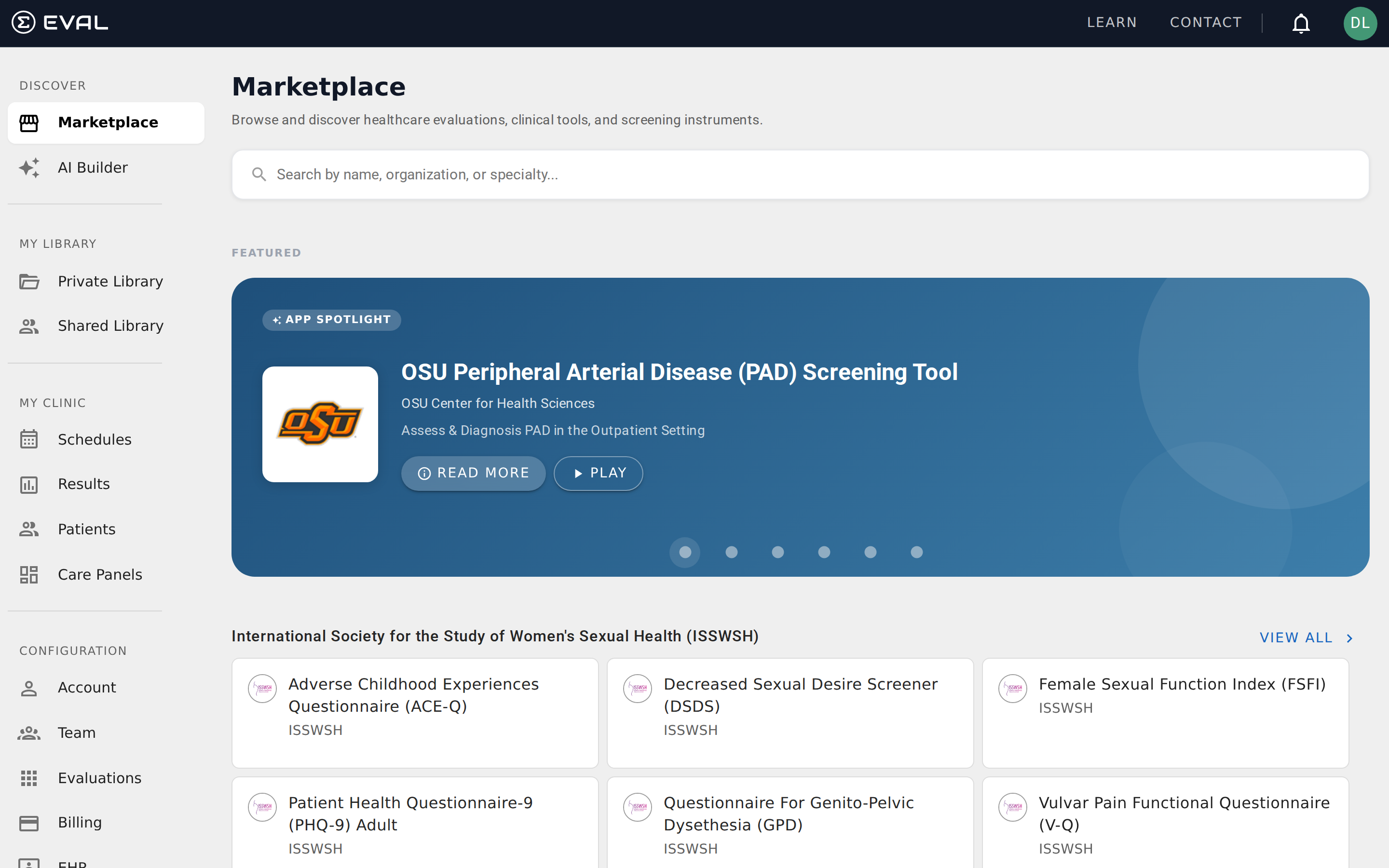Account Administration — Configuration Sidebar