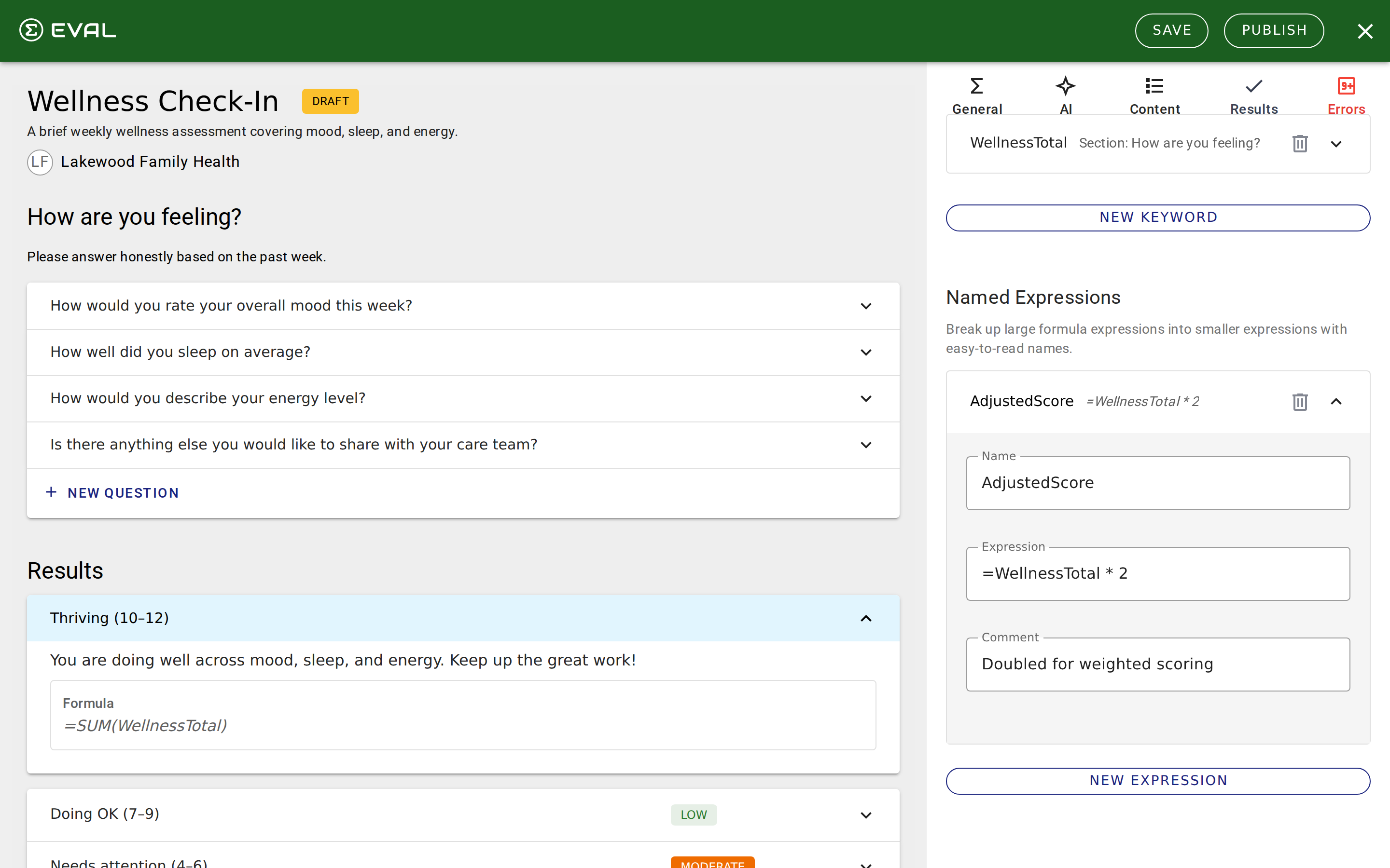 Named expression expanded showing Name, Expression, and Comment fields