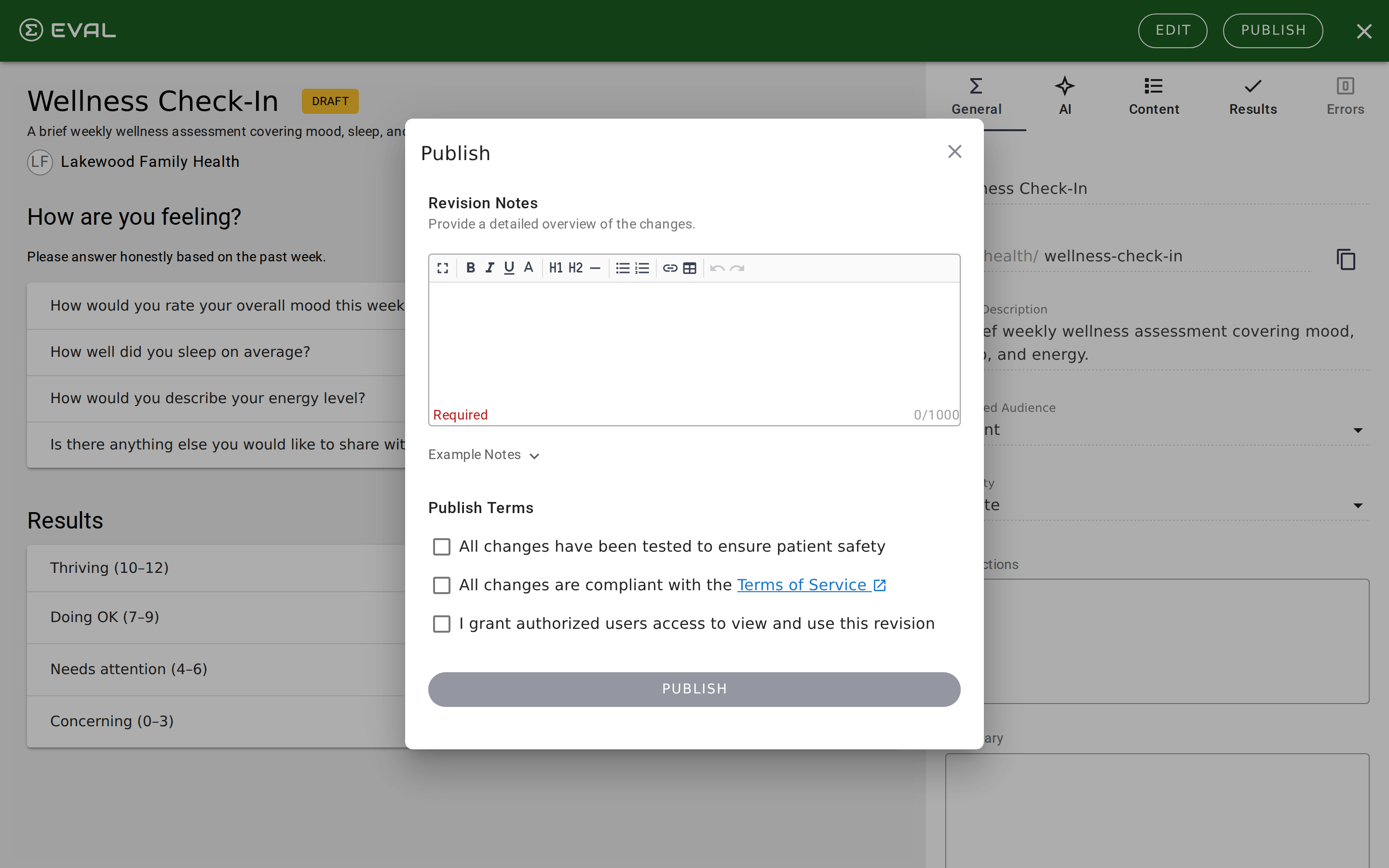 Builder — Publish Dialog