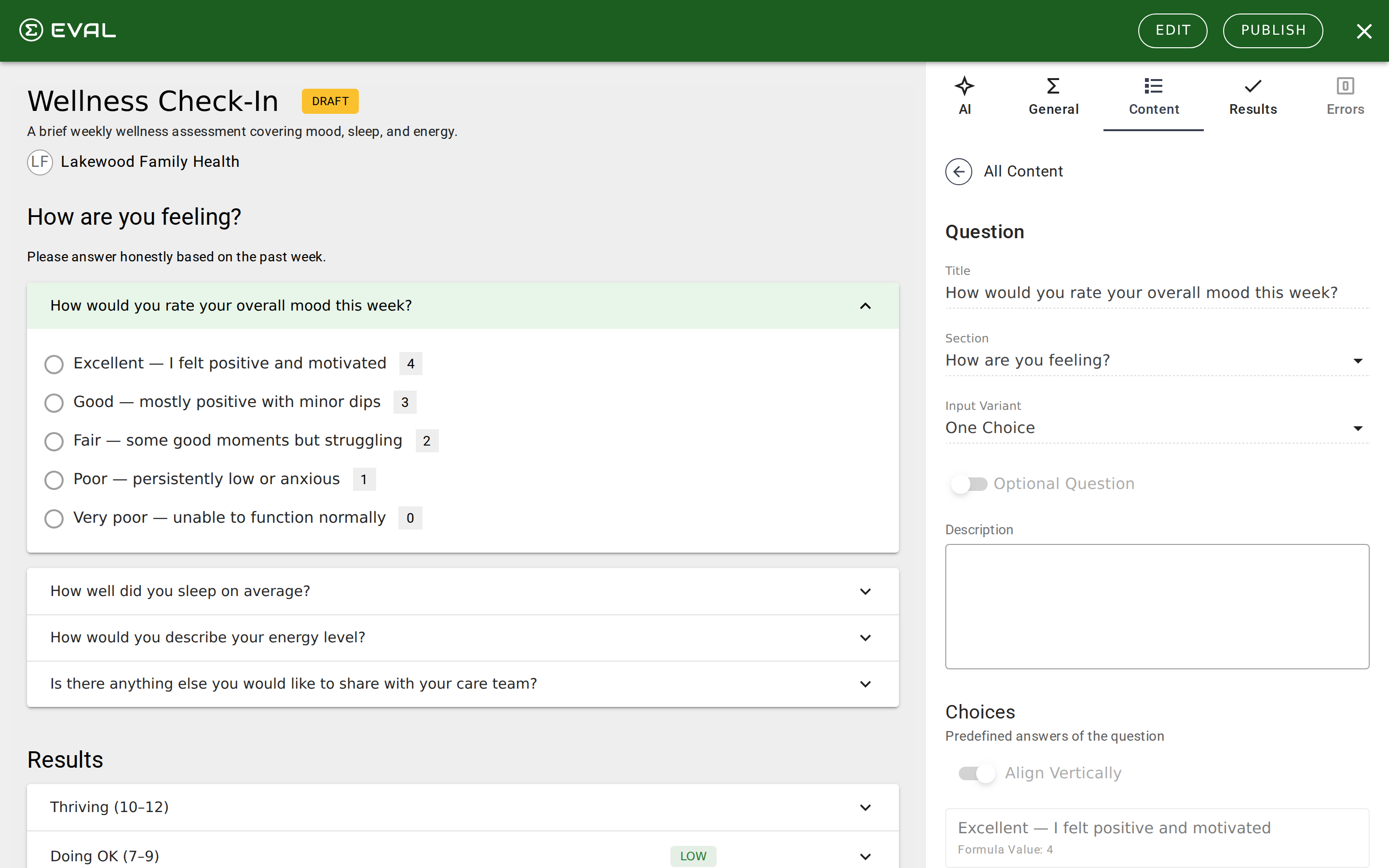 Builder — Question Variant Dropdown