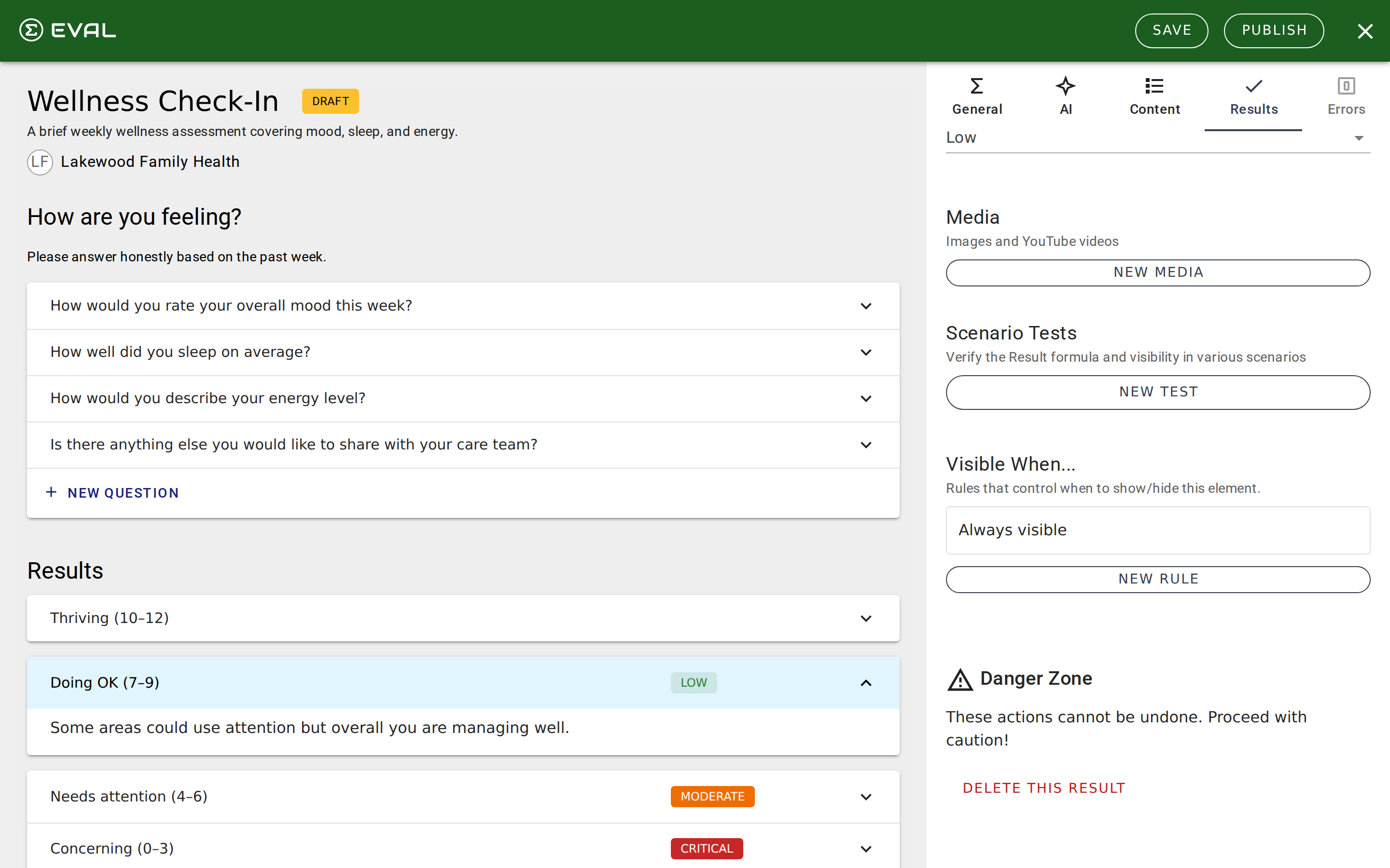 Builder — Visibility Rules List