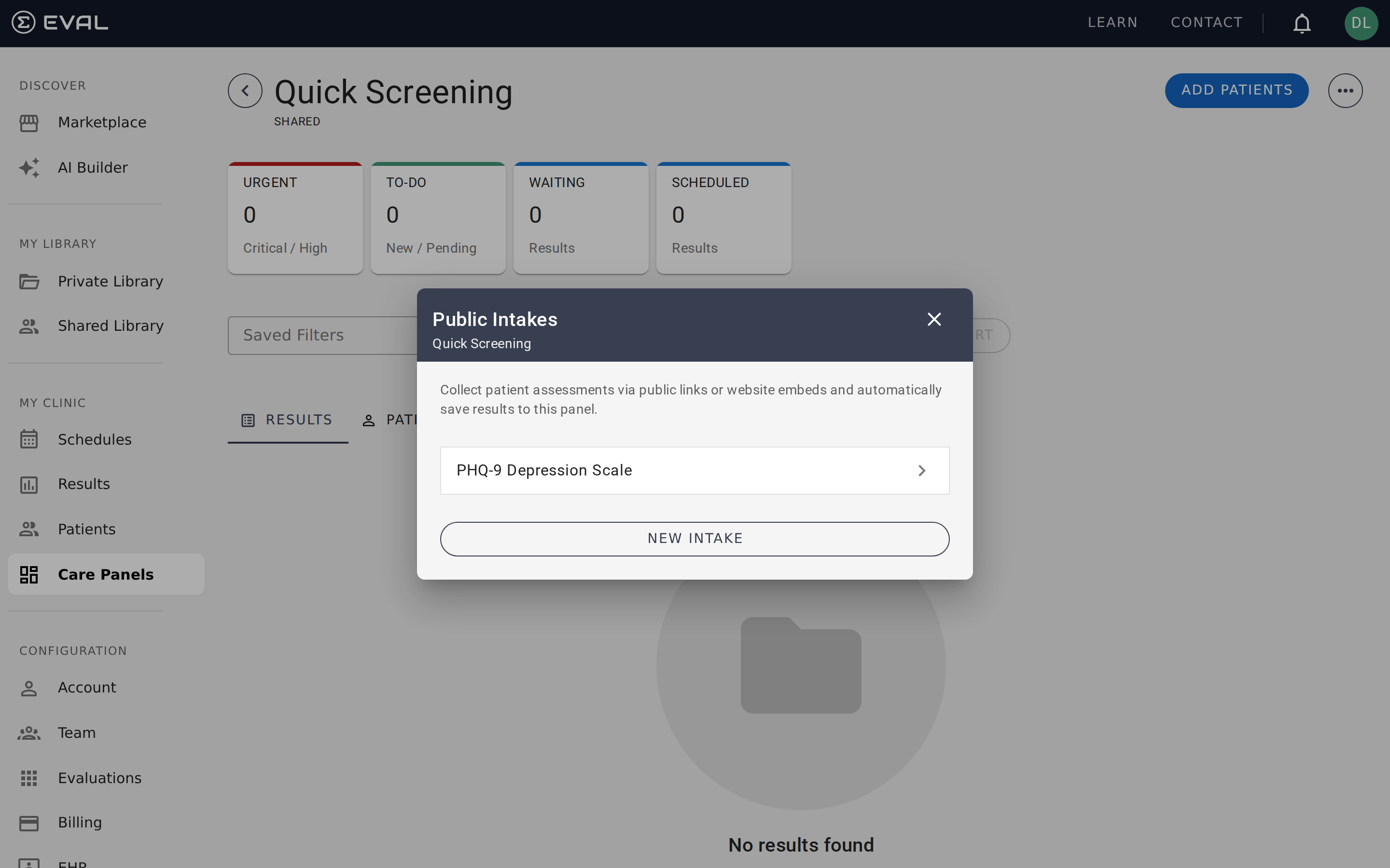Public intake settings for collecting patient responses