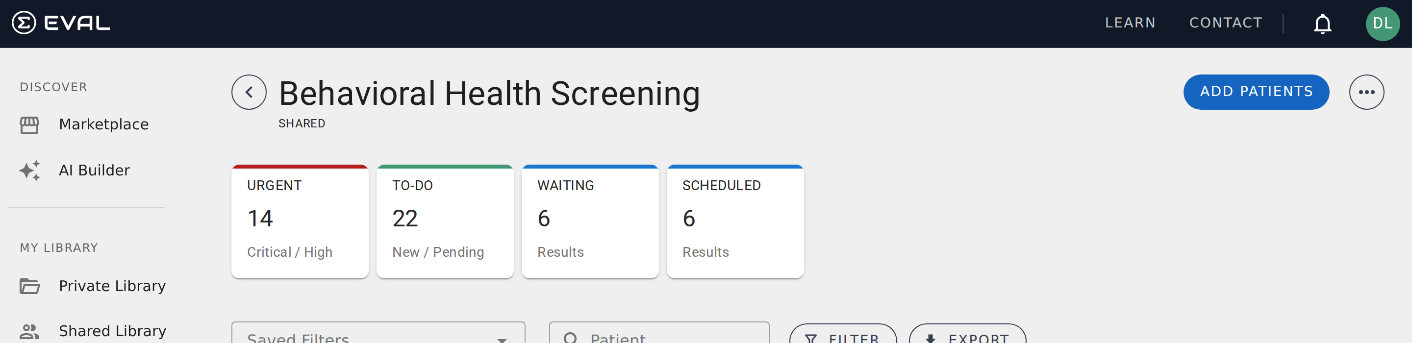 Summary cards showing key metrics across the panel