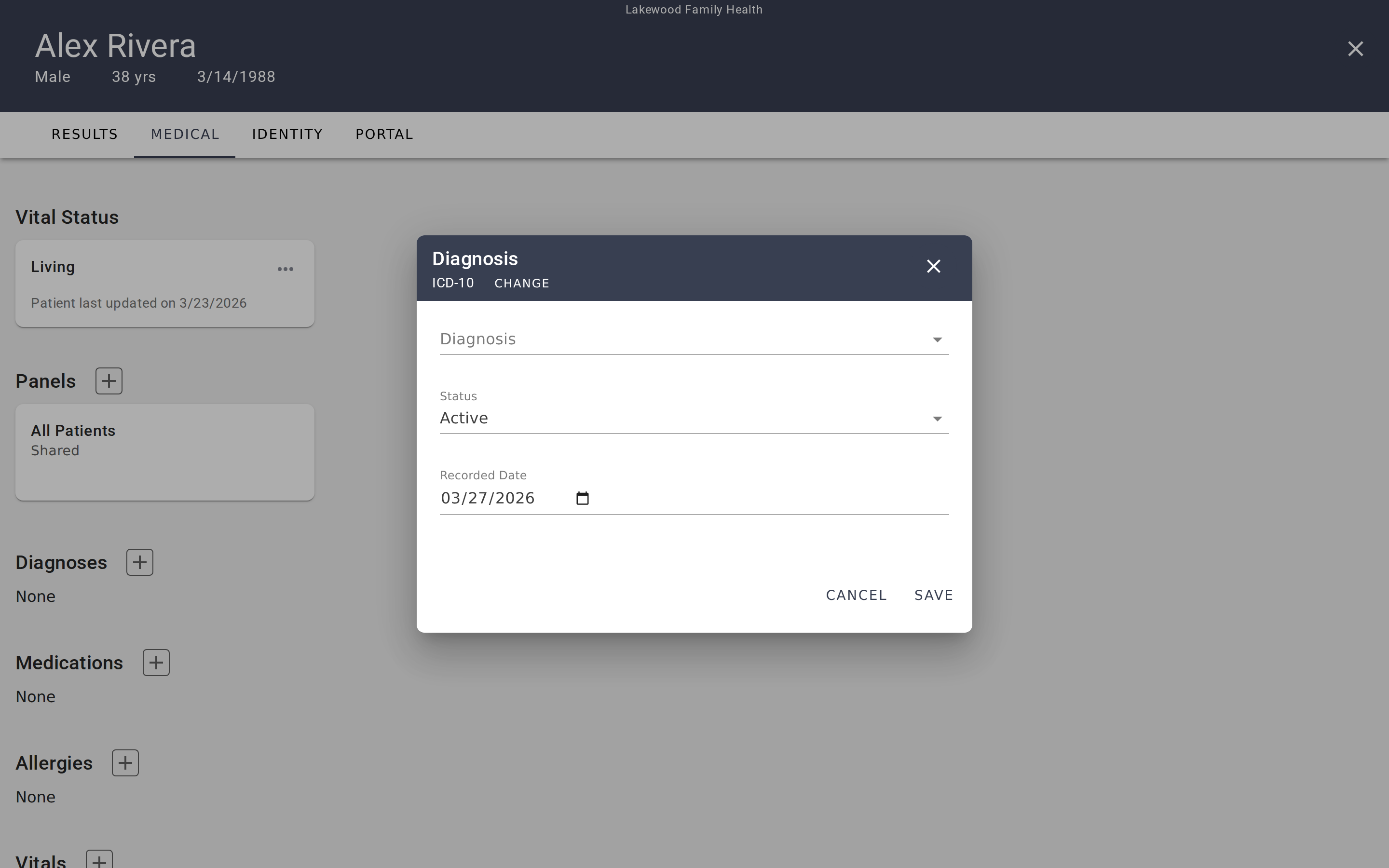 Add diagnosis dialog