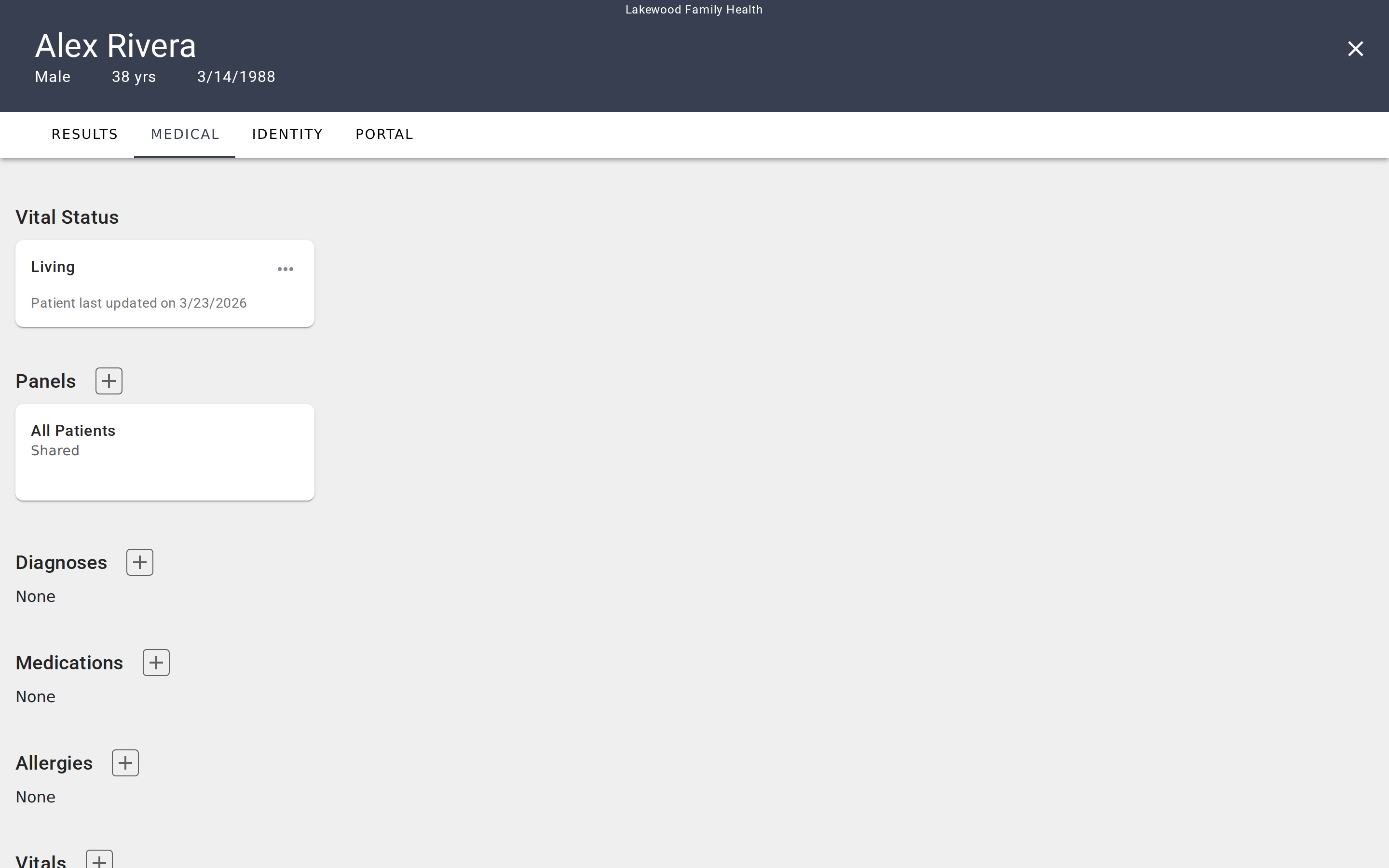 Charts — Medical Tab Overview