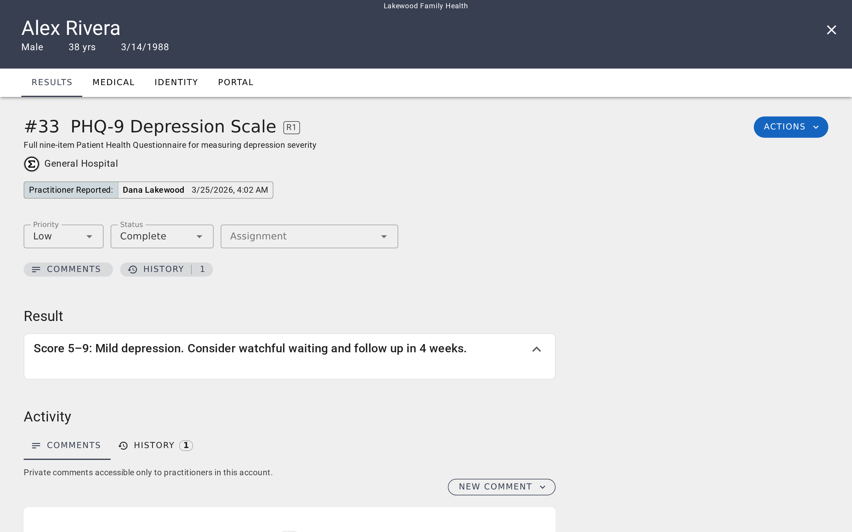 Evaluations — Player Results View
