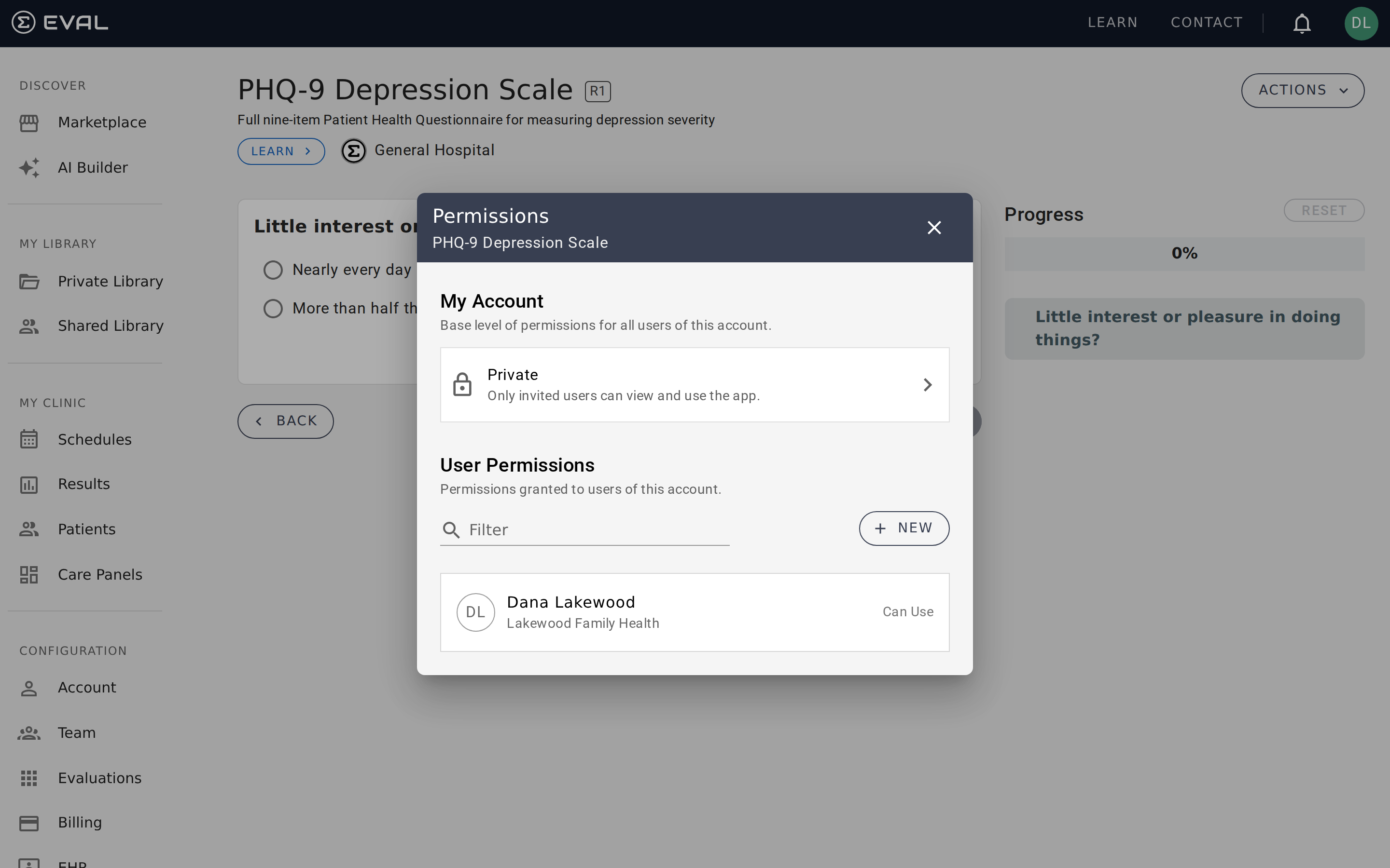 Evaluation permissions dialog