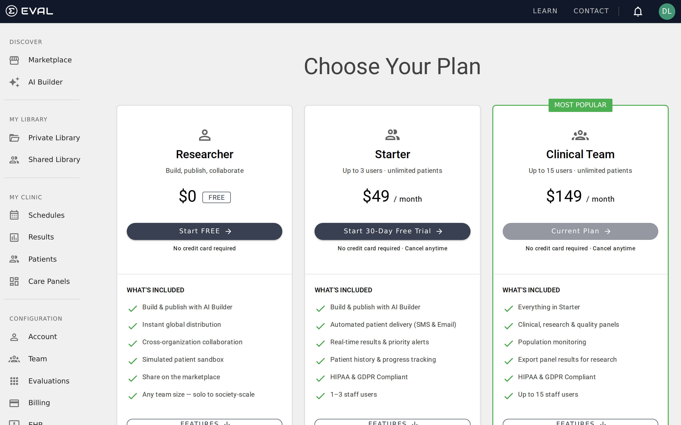 Pricing plans overview