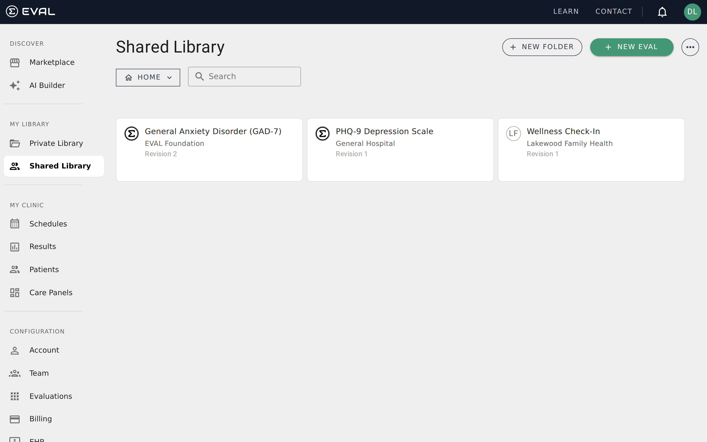Library — Shared Library with evaluations