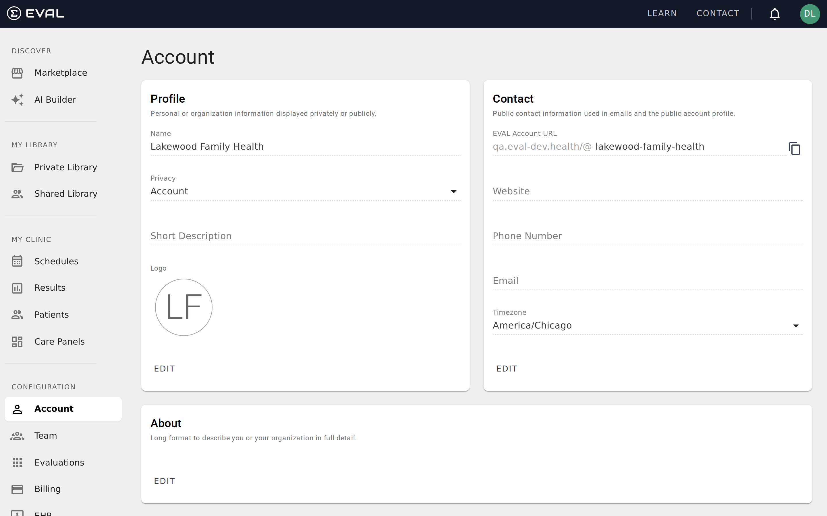 My profile page overview