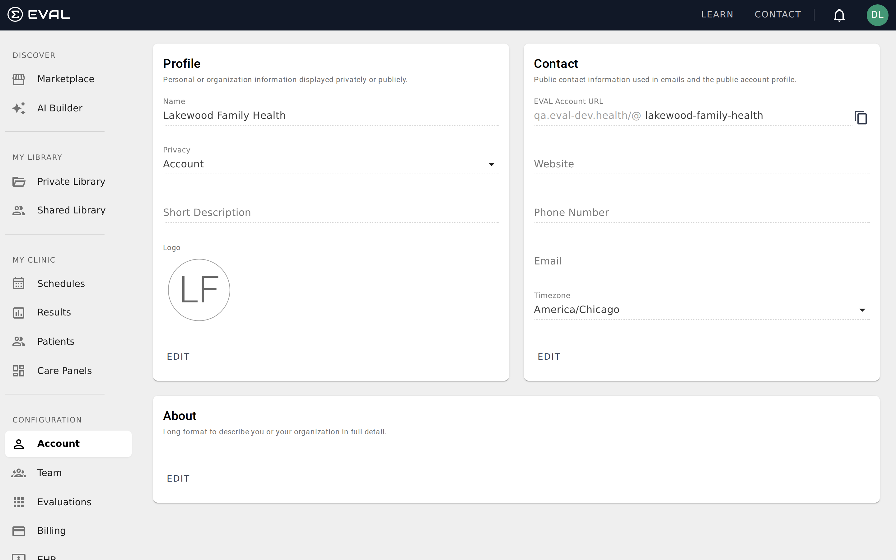 Profile security and notifications card