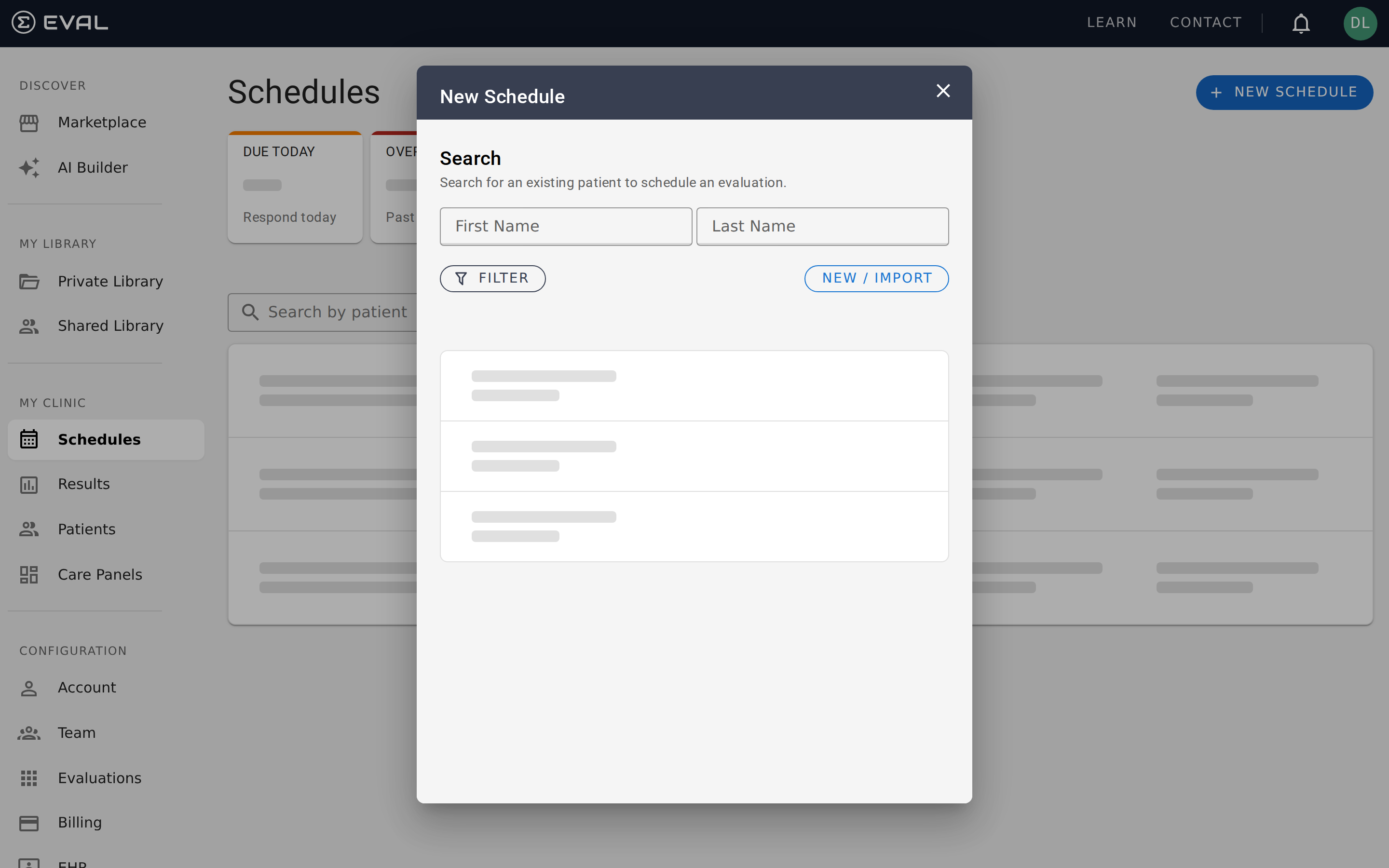 New schedule creation form